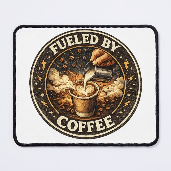 Item preview, Fueled by Coffee - Vintage Aesthetic Caffeine Badge & Latte Art designed and sold by BrewmarkStudio.
