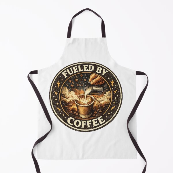 Item preview, Fueled by Coffee - Vintage Aesthetic Caffeine Badge & Latte Art designed and sold by BrewmarkStudio.