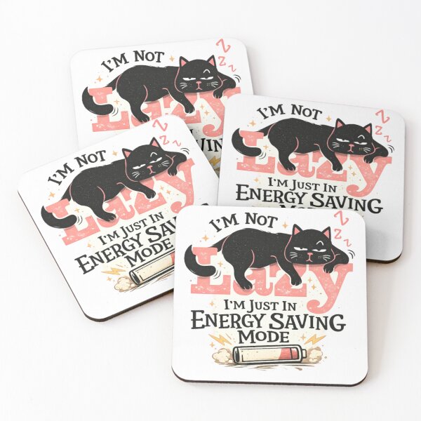 Item preview, I'm Not Lazy I'm Just in Energy Saving Fashion Cute Sleeping Black Cat Funny Cat Lover Design designed and sold by CatLovers Studio.