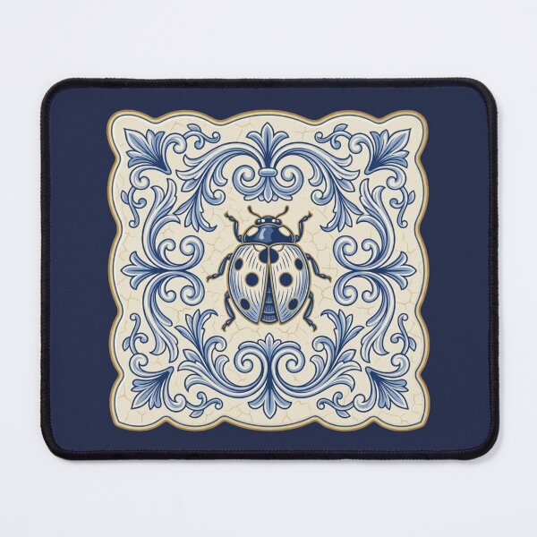 Item preview, Blue Ceramic Ladybug Tile – Mediterranean Azulejo & Rustic Garden Art designed and sold by KelliesGrafix.