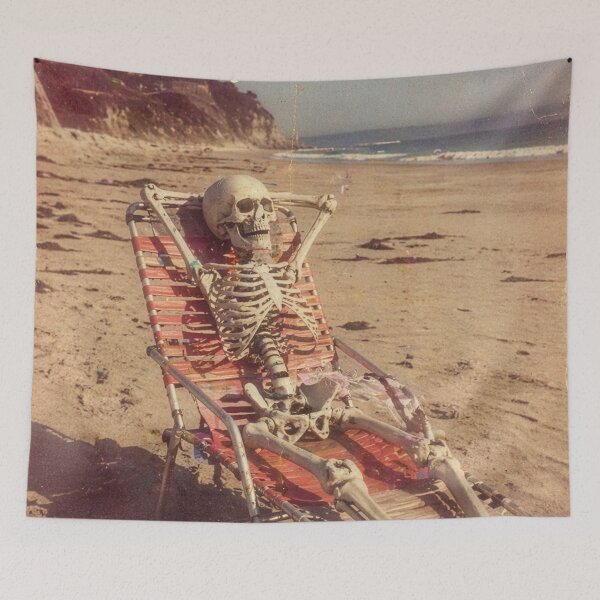Item preview, Dead and Tired – Vintage Skeleton Beach California Graphic designed and sold by Glitch Ink.