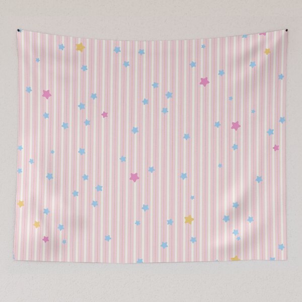 Item preview, Little Twinkle Stars on Pink-White Stripe Pattern designed and sold by kindacute-shop.