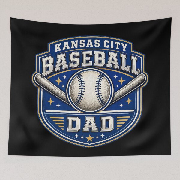 Item preview, Kansas City Baseball Dad Shirt | Blue Gold Baseball Badge Tee | Vintage Sports Dad Gift designed and sold by TKOprintdesigns.