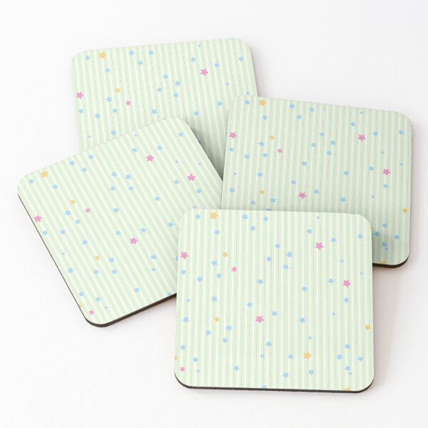 Item preview, Little Twinkle Stars on Green-White Stripe Pattern designed and sold by kindacute-shop.