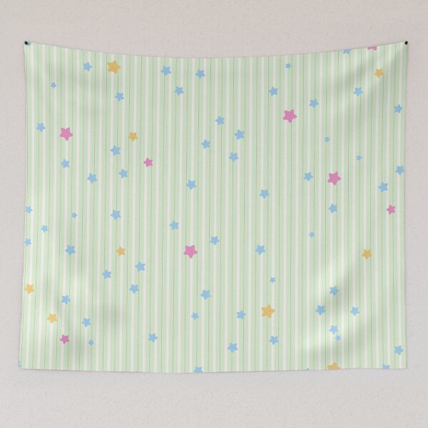 Item preview, Little Twinkle Stars on Green-White Stripe Pattern designed and sold by kindacute-shop.