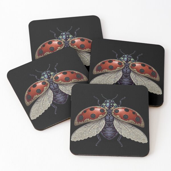 Item preview, Gothic Floral Ladybug Lace Art – Red & Black Vintage Aesthetic designed and sold by KelliesGrafix.