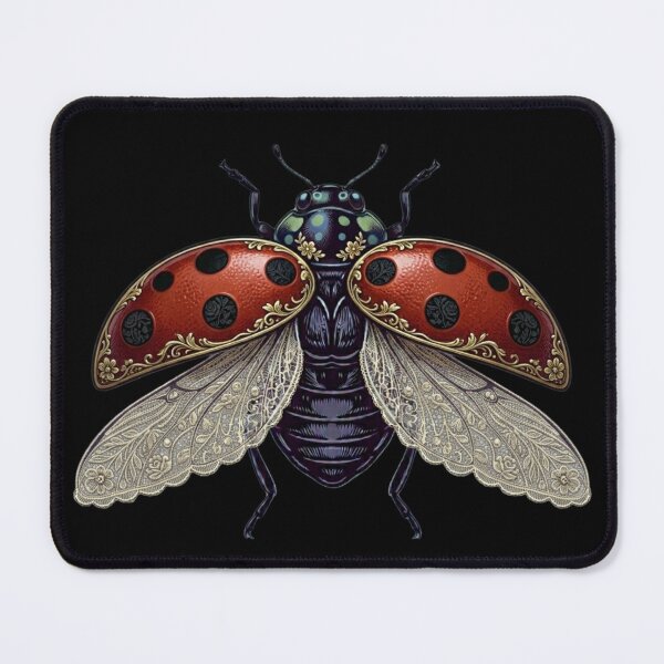 Item preview, Gothic Floral Ladybug Lace Art – Red & Black Vintage Aesthetic designed and sold by KelliesGrafix.