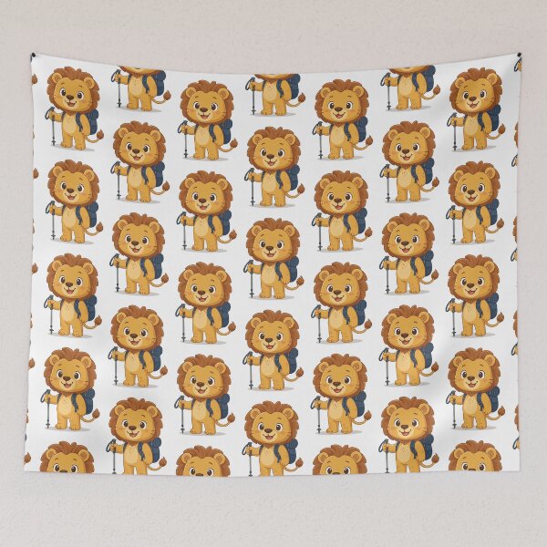 Item preview, Adventurous Little Lion Hiker with Backpack designed and sold by Fikuall.