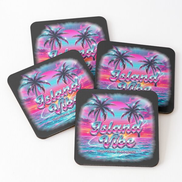 Item preview, Island Vibe Retro 80s Synthwave Sunset Palm Trees designed and sold by KelliesGrafix.