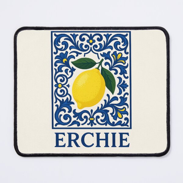 Item preview, Erchie Amalfi Village Lemon – Blue Yellow White Mediterranean Tile Design designed and sold by EmeraldeaArt.