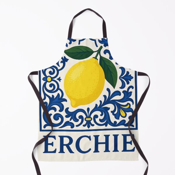 Item preview, Erchie Amalfi Village Lemon – Blue Yellow White Mediterranean Tile Design designed and sold by EmeraldeaArt.