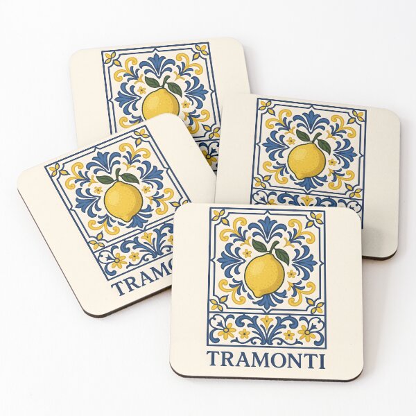 Item preview, Tramonti Lemon – Blue Yellow White Mediterranean Tile Design designed and sold by EmeraldeaArt.