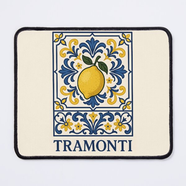 Item preview, Tramonti Lemon – Blue Yellow White Mediterranean Tile Design designed and sold by EmeraldeaArt.