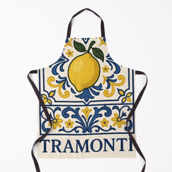 Item preview, Tramonti Lemon – Blue Yellow White Mediterranean Tile Design designed and sold by EmeraldeaArt.