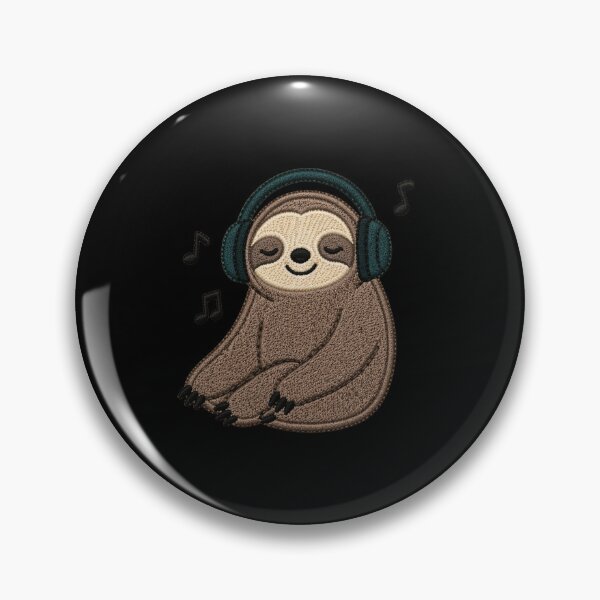 Item preview, Cute Music Sloth Embroidery Design – Headphones Chill Vibe, Relaxed Kawaii Aesthetic designed and sold by ColorSplash123.