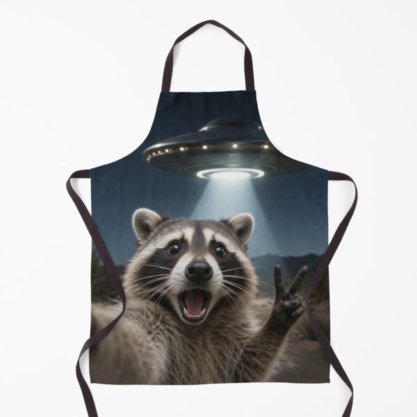 Item preview, Animal Meme Selfie Raccoon UFO Alien designed and sold by SaturnMission.