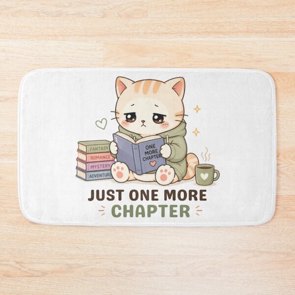Item preview, Just One More Chapter Cat | Cute Kawaii Aesthetic | Book Lover Reading Design  designed and sold by The Mood Index.