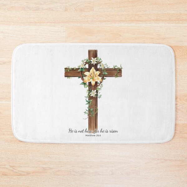 Item preview, He Is Risen – Floral Cross with Lily | Matthew 28:6 Christian Easter Design designed and sold by KelliesGrafix.