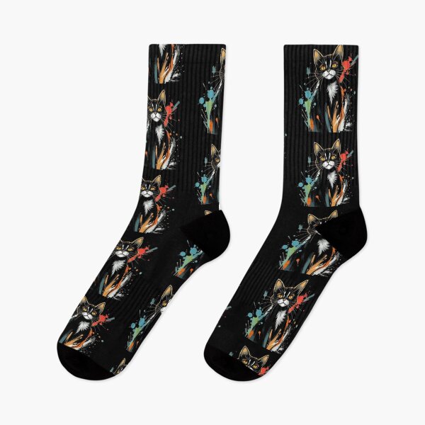 Item preview, Black Cat Splatter Paint Artistic Feline Graphic designed and sold by artlife4.
