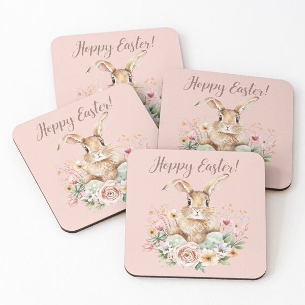 Item preview, Hoppy Easter Bunny with Flowers and Eggs – Cute Spring Bunny Design designed and sold by KelliesGrafix.