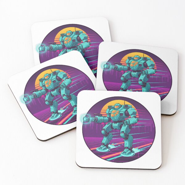 Item preview, Retro Futuristic Battle Mech Neon Sunset Cyberpunk Style. designed and sold by The-T-In-Retro.