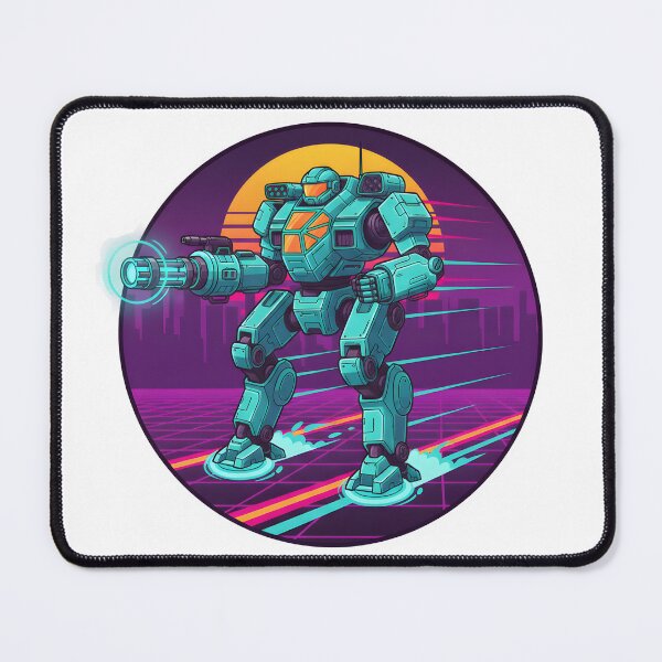 Item preview, Retro Futuristic Battle Mech Neon Sunset Cyberpunk Style. designed and sold by The-T-In-Retro.