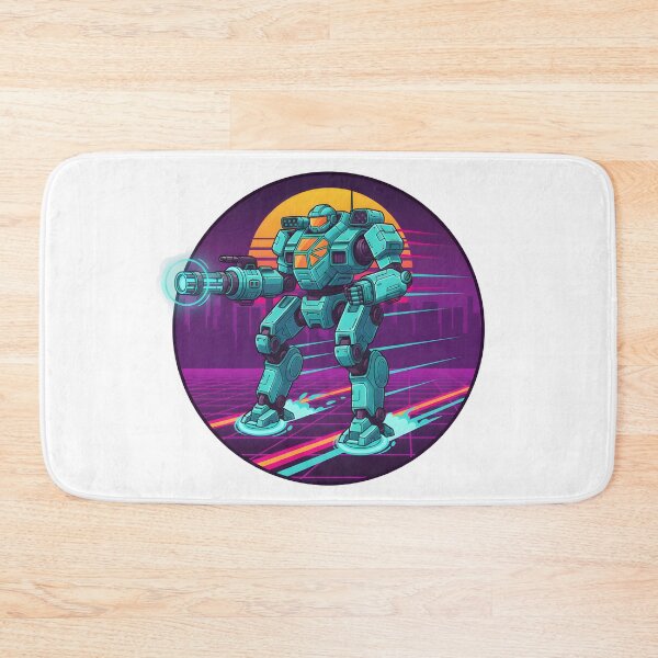 Item preview, Retro Futuristic Battle Mech Neon Sunset Cyberpunk Style. designed and sold by The-T-In-Retro.