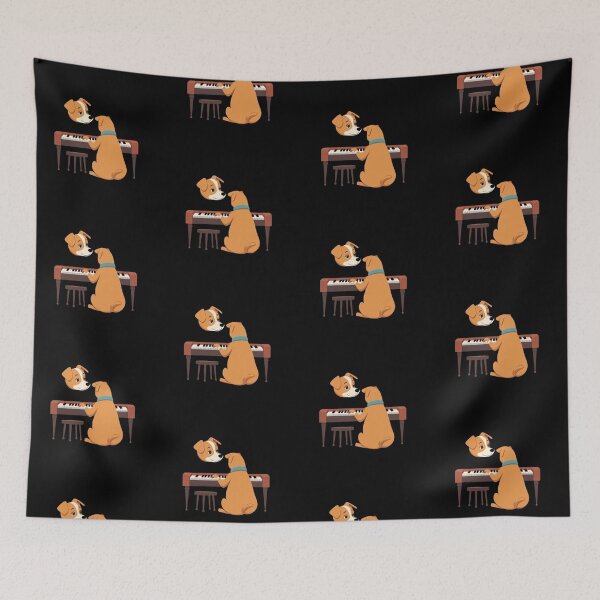 Item preview, Cute Dog Playing Piano Musical Puppy Graphic Art designed and sold by artlife4.