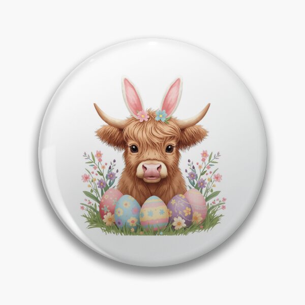 Item preview, Cute Easter Highland Cow With Bunny Ears Spring Farm Animal designed and sold by KelliesGrafix.