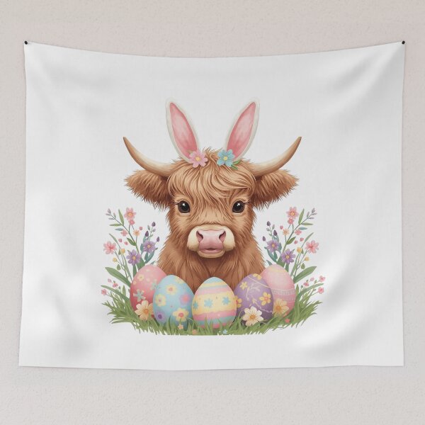 Item preview, Cute Easter Highland Cow With Bunny Ears Spring Farm Animal designed and sold by KelliesGrafix.