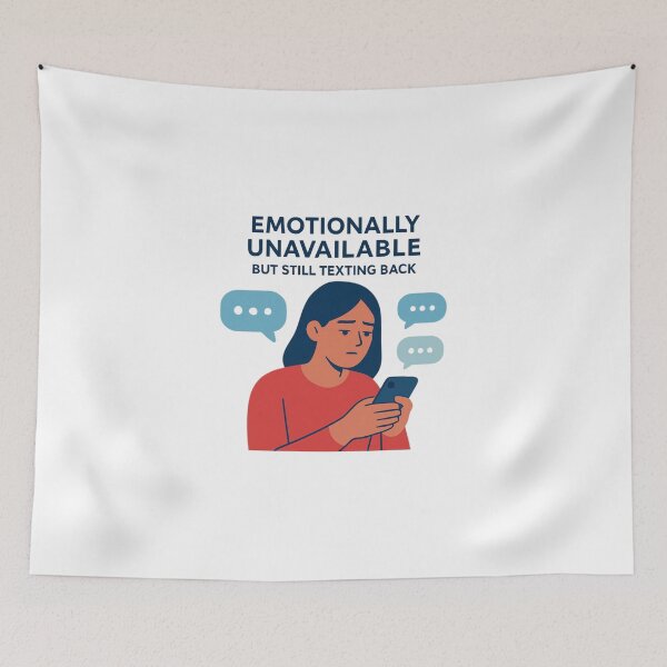 Item preview, Relationship Humor Shirt – Emotionally Unavailable but Still Texting Back designed and sold by PeterskyDesign.