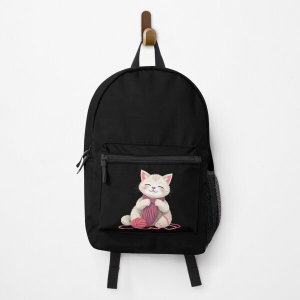 Item preview, Cute Knitting Cat Funny Pink Yarn Feline Art designed and sold by artlife4.
