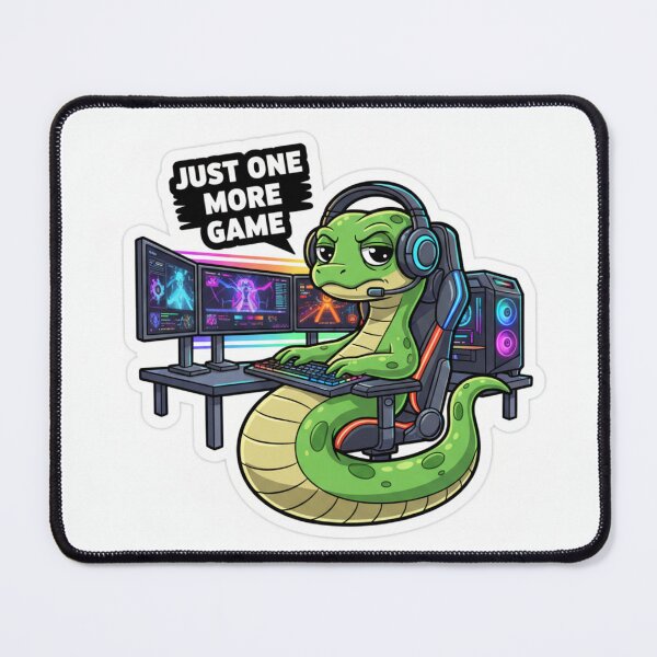 Item preview, Just One More Game Funny Snake Gamer Sticker designed and sold by Allanfeatures.