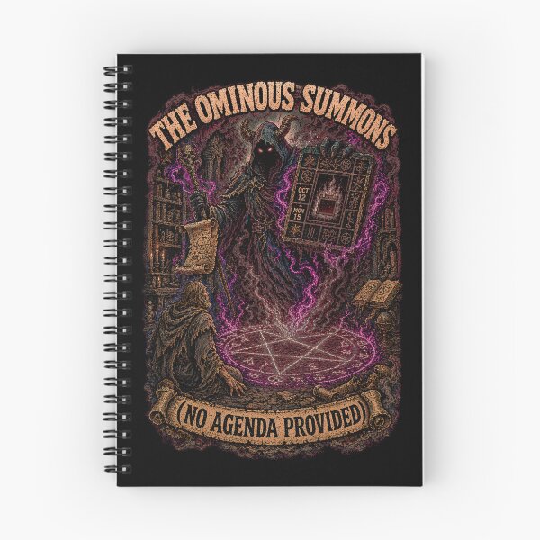 Item preview, Funny HR Invite Summoning Faceless Demon Calendar Burnout Retro Comic Tee designed and sold by Mythic Ink Studio.