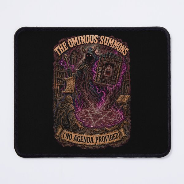 Item preview, Funny HR Invite Summoning Faceless Demon Calendar Burnout Retro Comic Tee designed and sold by Mythic Ink Studio.
