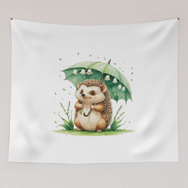 Item preview, Cute Hedgehog with Lily of the Valley May Birth Month Art designed and sold by AQUILAKREO.