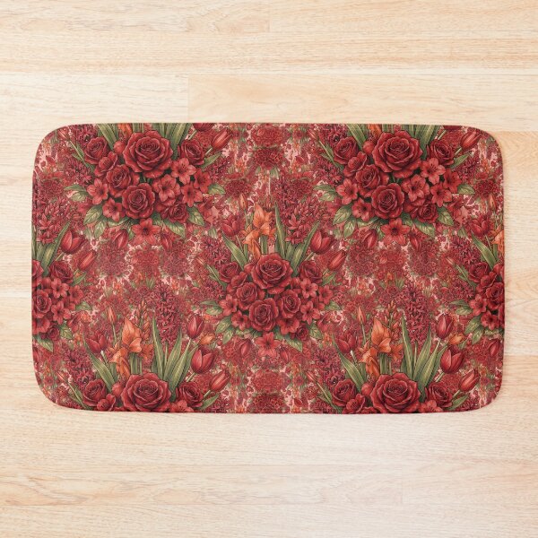 Item preview, Red Floral Decor & Dress Pattern designed and sold by DesignedOutside.