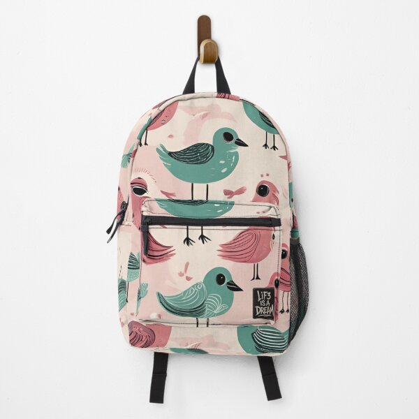 Item preview, Curious Bird Pattern in Pink and Turquoise designed and sold by LIF3 IS A DREAM.