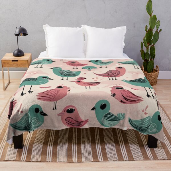Item preview, Curious Bird Pattern in Pink and Turquoise designed and sold by LIF3 IS A DREAM.