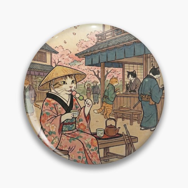 Item preview, Cat Eating Dango at a Tea House — Neko no Dangoya Zu | Japanese Ukiyo-e Cat Art designed and sold by Ukiyo Neko Hyakkei - Cats of the Floating World-.