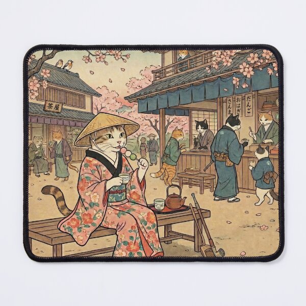 Item preview, Cat Eating Dango at a Tea House — Neko no Dangoya Zu | Japanese Ukiyo-e Cat Art designed and sold by Ukiyo Neko Hyakkei - Cats of the Floating World-.