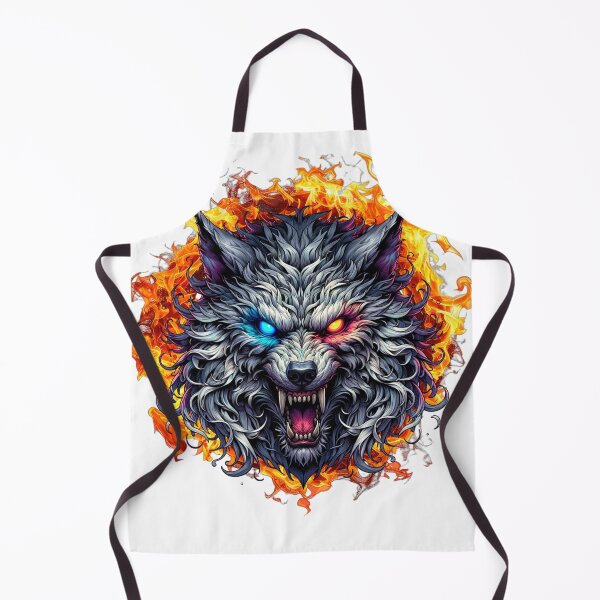 Item preview, “Fierce Fire Wolf – Neon Eyes Alpha Beast Design” designed and sold by QuirkyCloud Designs.