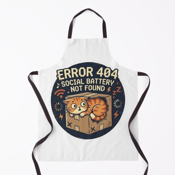 Item preview, Error 404 Social Battery Not Found - Funny Cat in Box designed and sold by Zeyzep.