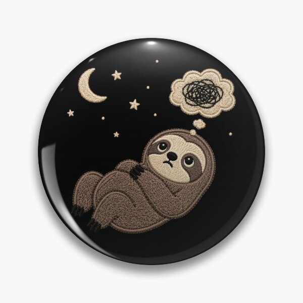 Item preview, Cute Overthinking Sloth Embroidery Design – Late Night Thoughts, Cozy Introvert Mood designed and sold by ColorSplash123.