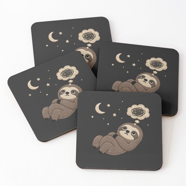 Item preview, Cute Overthinking Sloth Embroidery Design – Late Night Thoughts, Cozy Introvert Mood designed and sold by ColorSplash123.