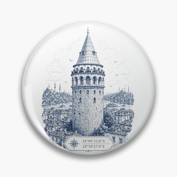 Item preview, Galata Tower Istanbul Blue Cityscape designed and sold by AmJoJoe.