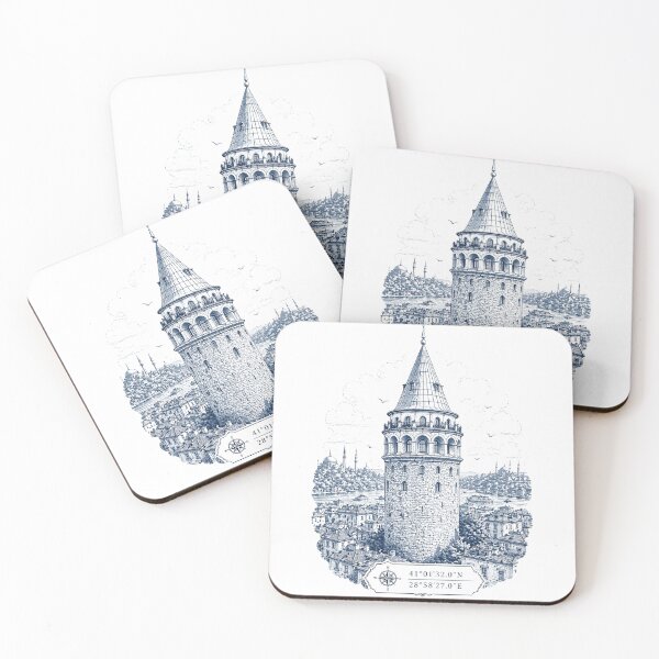 Item preview, Galata Tower Istanbul Blue Cityscape designed and sold by AmJoJoe.