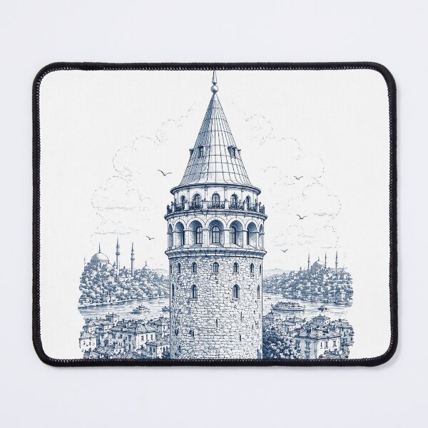 Item preview, Galata Tower Istanbul Blue Cityscape designed and sold by AmJoJoe.