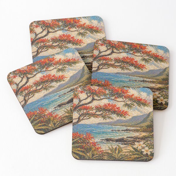Item preview, Flamboyant Tree Reunion Island ocean - La Reunion Lovers designed and sold by artyfartypants.