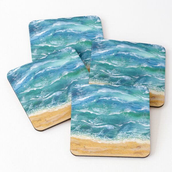Item preview, Turquoise Tides & Golden Sands - Original Art designed and sold by Cass Harker Studio.
